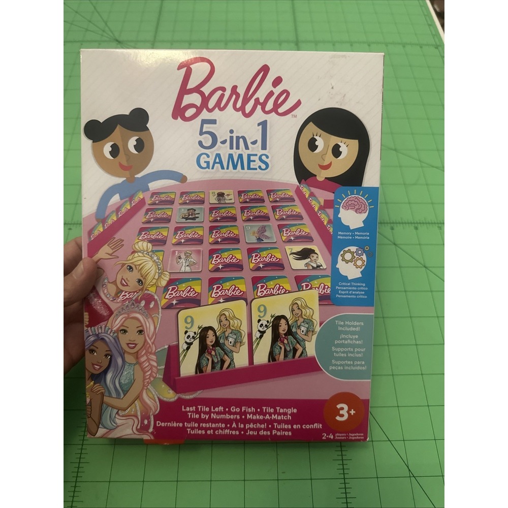 Barbie 5-in-1 Kids Games Set for Travel, Parties and Game Nights with Family